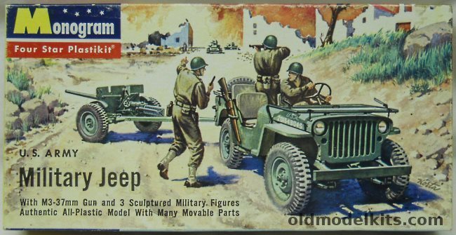 Monogram 1/35 US Army Military Jeep and M3-37mm Gun - Four Star Issue, PM21-98 plastic model kit